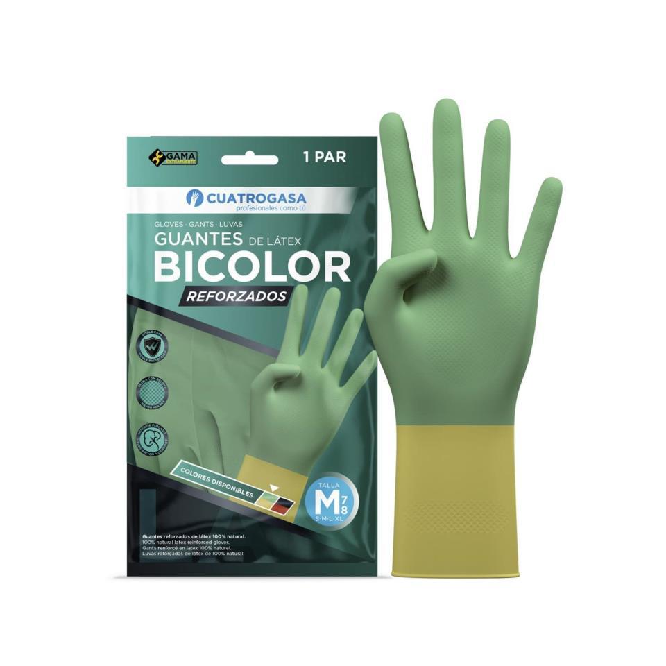 GUANTE LATEX BICOLOR REFORZADO T-S